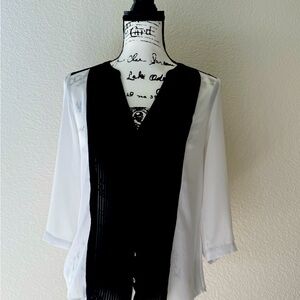Elegant Black and White Women's Top
